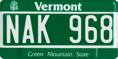 VT license plate NAK968