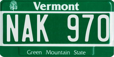 VT license plate NAK970