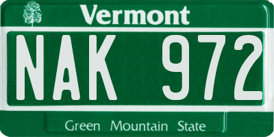 VT license plate NAK972