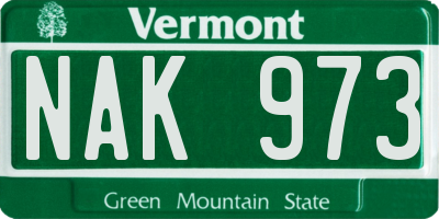 VT license plate NAK973