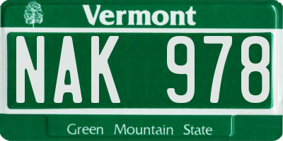 VT license plate NAK978