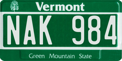 VT license plate NAK984