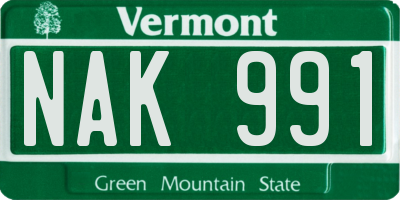 VT license plate NAK991