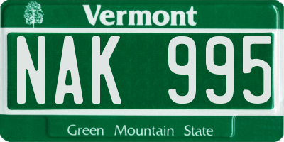 VT license plate NAK995