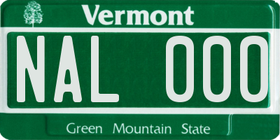 VT license plate NAL000