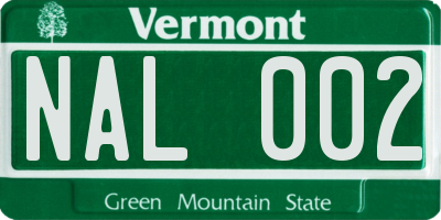 VT license plate NAL002