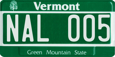 VT license plate NAL005