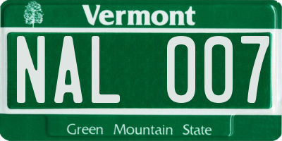 VT license plate NAL007