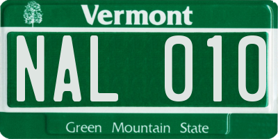 VT license plate NAL010