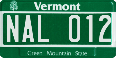 VT license plate NAL012