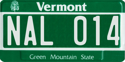 VT license plate NAL014