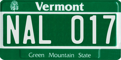 VT license plate NAL017