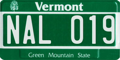 VT license plate NAL019