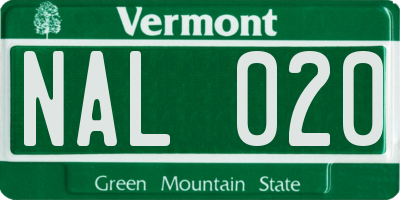 VT license plate NAL020