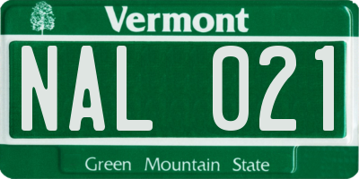 VT license plate NAL021