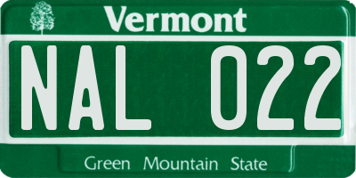VT license plate NAL022