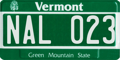 VT license plate NAL023