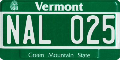 VT license plate NAL025