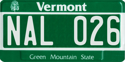VT license plate NAL026