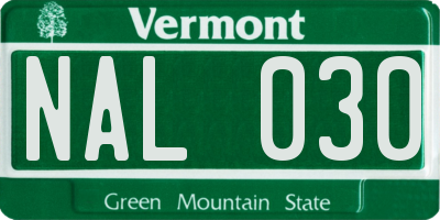VT license plate NAL030