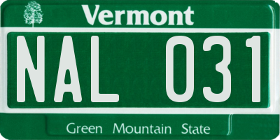 VT license plate NAL031
