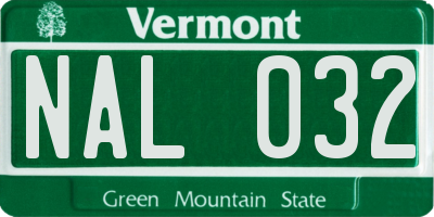 VT license plate NAL032