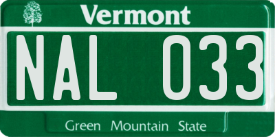 VT license plate NAL033