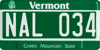 VT license plate NAL034