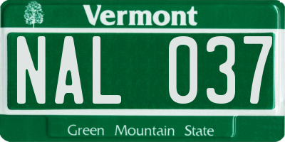 VT license plate NAL037