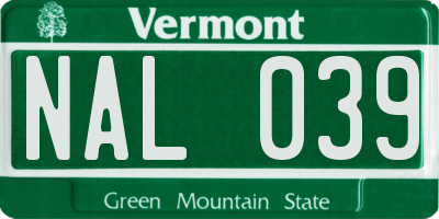VT license plate NAL039