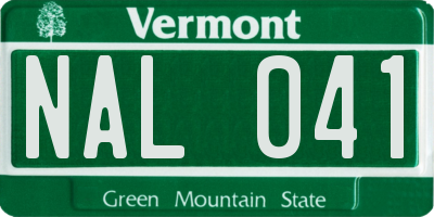 VT license plate NAL041