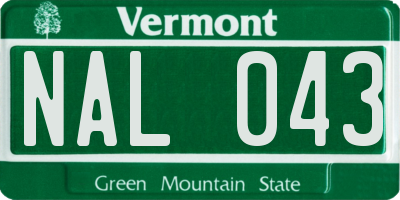 VT license plate NAL043