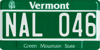 VT license plate NAL046