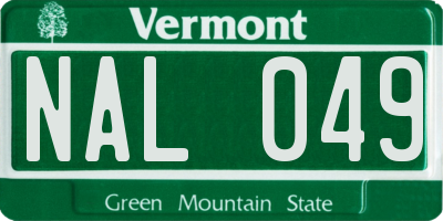 VT license plate NAL049