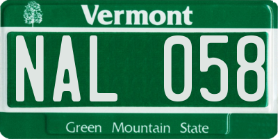 VT license plate NAL058
