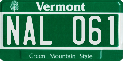 VT license plate NAL061