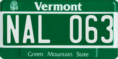 VT license plate NAL063