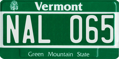 VT license plate NAL065
