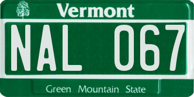 VT license plate NAL067