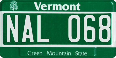 VT license plate NAL068