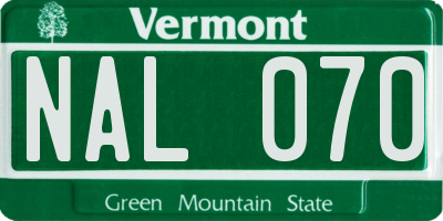 VT license plate NAL070