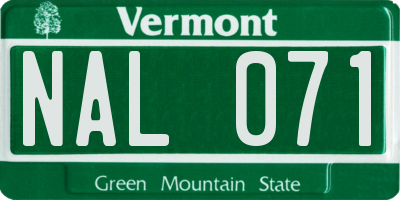 VT license plate NAL071