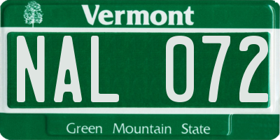 VT license plate NAL072