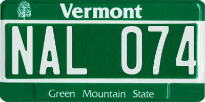 VT license plate NAL074