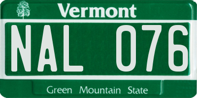 VT license plate NAL076