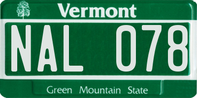 VT license plate NAL078