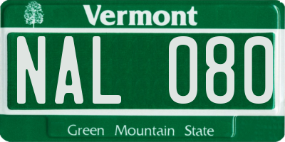 VT license plate NAL080