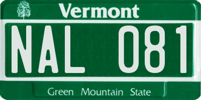 VT license plate NAL081