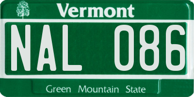 VT license plate NAL086
