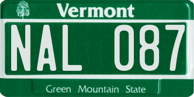 VT license plate NAL087